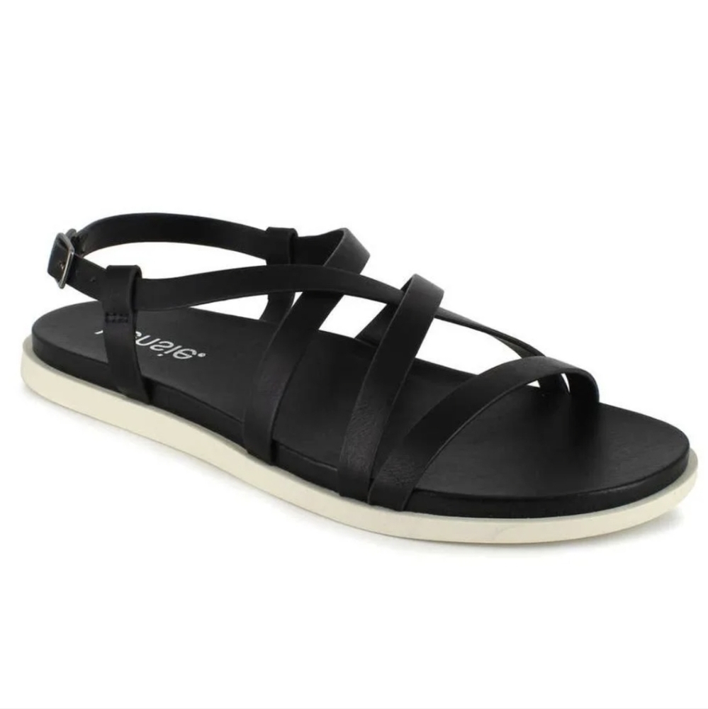 Kensie Idalia Strappy Black‎ Sandals with White Cushioned Platforms Size 9